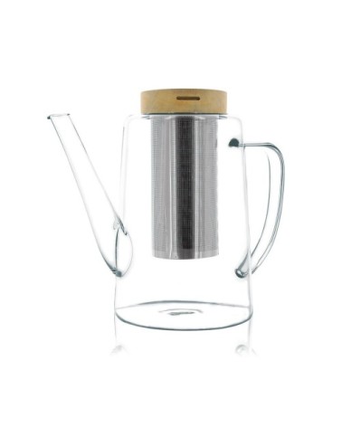 Théière en verre borosilicate et couvercle en bois 1,2L