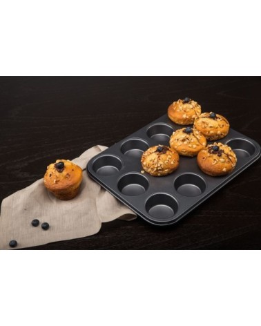 Plaque à 12 muffins en acier carbone