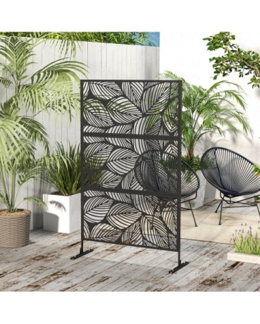 Panneau brise vue décoratif paravent extérieur en acier noir