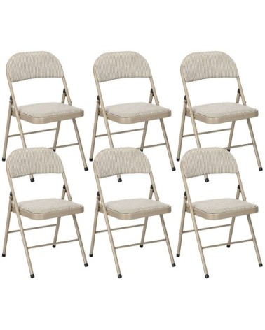 Chaises pliantes lot de 6 lin et acier beige