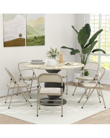 Chaises pliantes lot de 6 lin et acier beige
