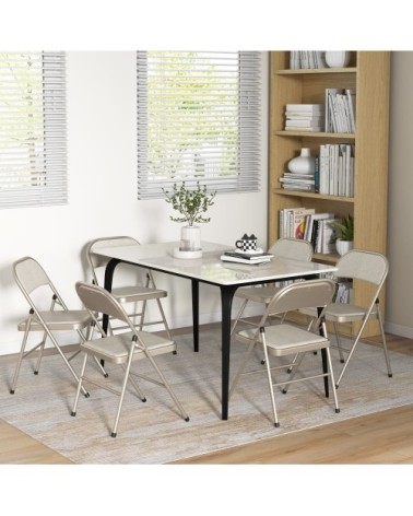 Chaises pliantes lot de 6 lin et acier beige