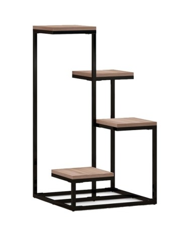 Étagère à plantes 4 niveaux métal et bois style industriel