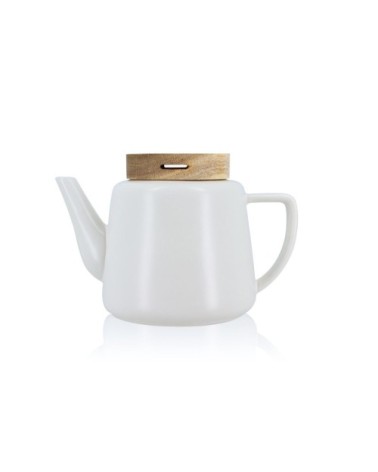 Théière avec couvercle en porcelaine et bois 680 ml