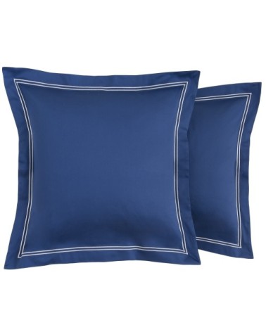 Taies d'oreiller luxe lot de 2 en Satin de coton Bleu 50x80 cm