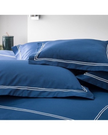 Taies d'oreiller luxe lot de 2 en Satin de coton Bleu 50x80 cm