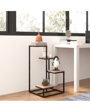 Étagère à plantes 4 niveaux métal et bois style industriel