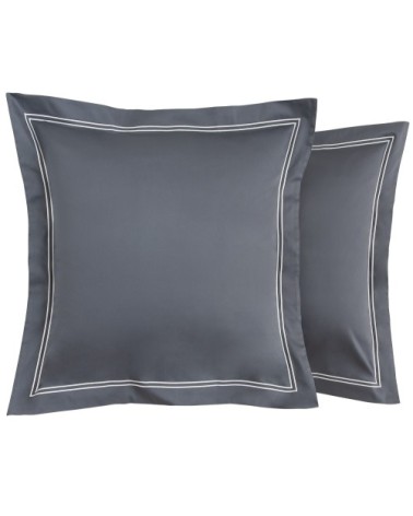 Taies d'oreiller luxe lot de 2 en Satin de coton Gris 50x80 cm