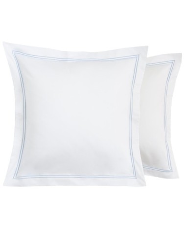 Taies d'oreiller luxe lot de 2 en Satin de coton Bleu ciel 50x80 cm
