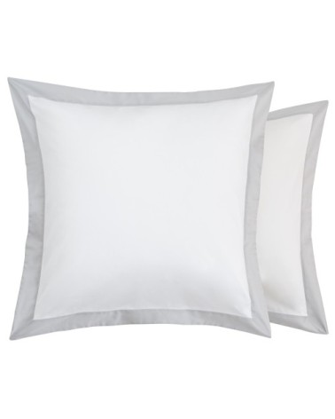 Taies d'oreiller luxe lot de 2 en Satin de coton Gris clair 50x80 cm