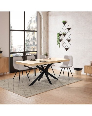 Table de salle à manger extensible couleur chêne, 140-180 cm