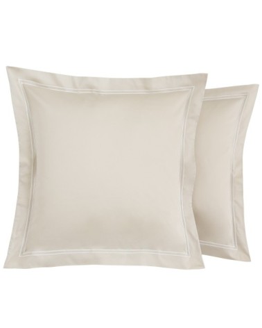Taies d'oreiller luxe lot de 2 en Satin de coton Beige 50x80 cm