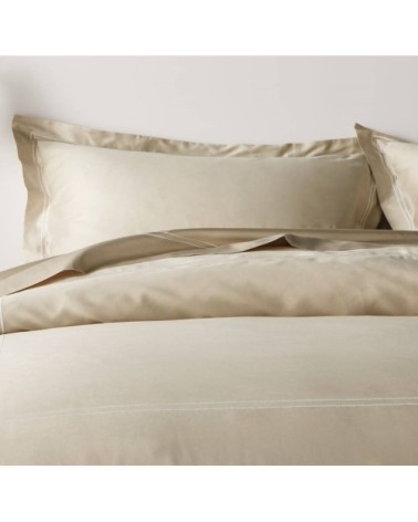 Taies d'oreiller luxe lot de 2 en Satin de coton Beige 50x80 cm