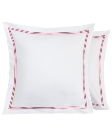 Taies d'oreiller luxe lot de 2 en Satin de coton Rouge 50x80 cm