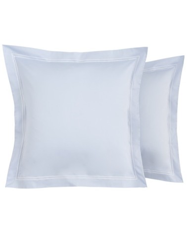 Taies d'oreiller luxe lot de 2 en Satin de coton Bleu ciel 50x80 cm