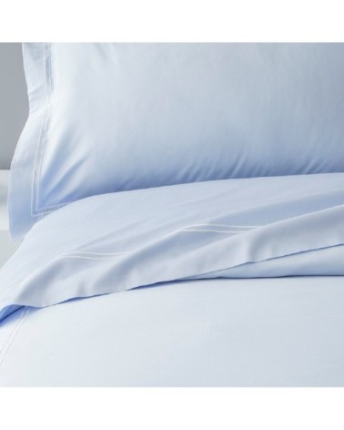 Taies d'oreiller luxe lot de 2 en Satin de coton Bleu ciel 50x80 cm