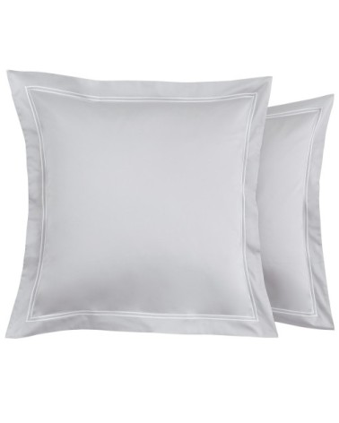 Taies d'oreiller luxe lot de 2 en Satin de coton Gris clair 50x80 cm