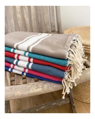 Fouta traditionnelle tile kozo bleue   100 x 200