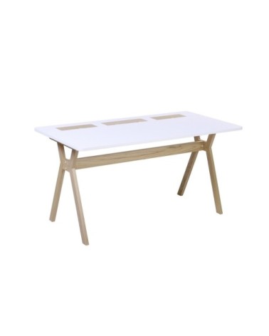 Bureau scandinave 150 cm bois et blanc