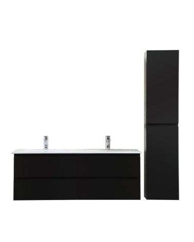 Ensemble meuble double vasque noir carbone  120cm  + vasque + colonne