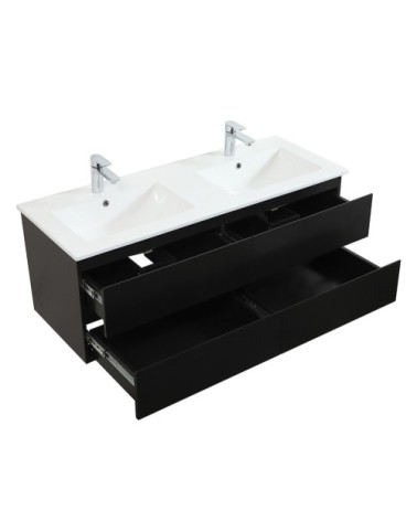 Ensemble meuble double vasque noir carbone  120cm  + vasque + colonne