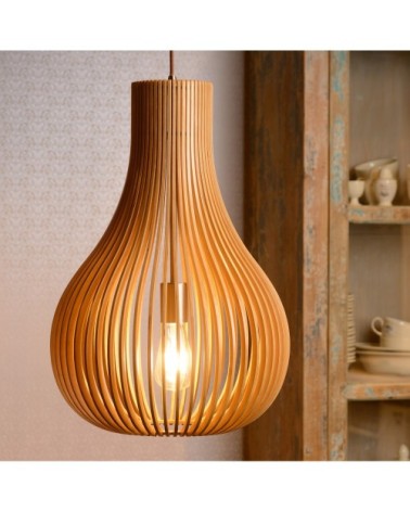Suspension en bois beige H55cm