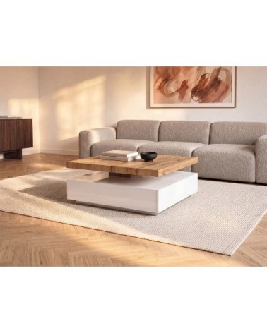 Table basse effet bois , blanc