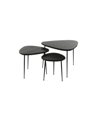 Set de 3 tables d'appoint en marbre noir