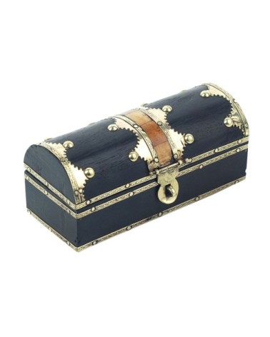 Boite en bois avec décoration en laiton ciselé 12,6x5,4cm