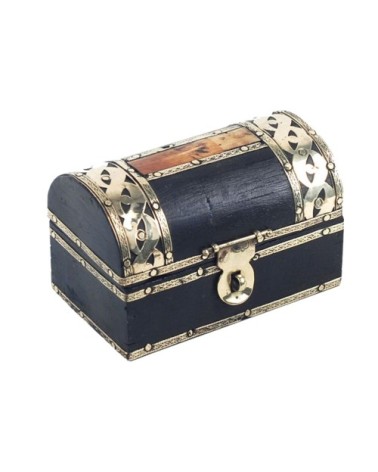 Boite en bois avec décoration en laiton ciselé 8,9x5,4cm