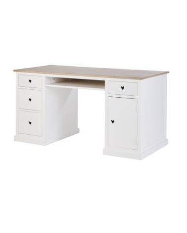 Bureau 4 tiroirs 1 porte blanc