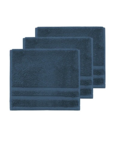 Lot de 3 serviettes invité 600 g/m² indigo 30x50 cm