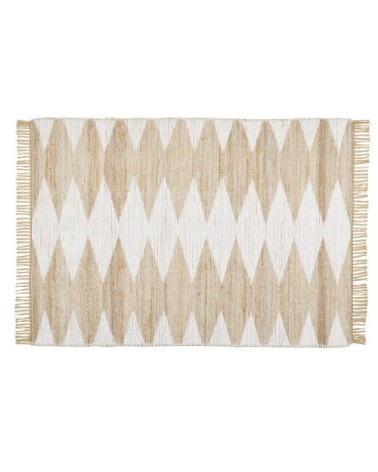 Tapis en jute et coton motifs graphiques à franges 140x200