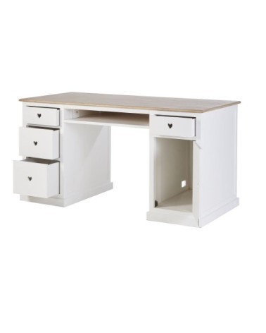 Bureau 4 tiroirs 1 porte blanc