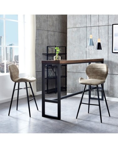 Chaise de bar industrielle vintage marron clair/métal noir (x2)