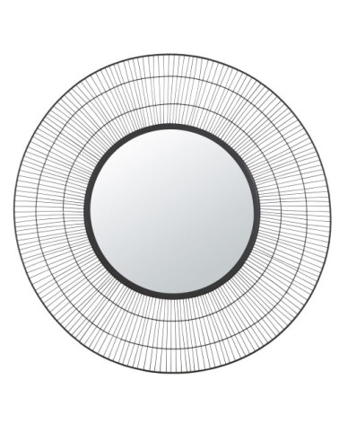 Miroir rond avec encadrement en métal noir D110