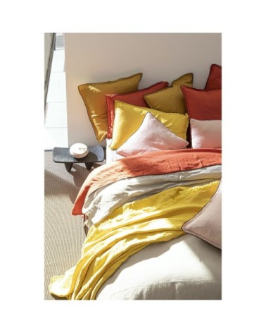 Taie d'oreiller lin lave rose 65x65 cm