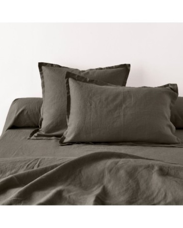 Taie d'oreiller percale de coton gris 65x65 cm