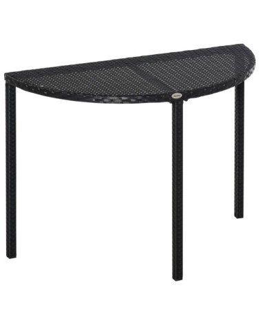Table de jardin demi cercle résine tressée 4 fils imitation rotin noir