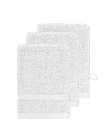 Lot de 3 gants de toilette 600 g/m² blanc 16x22 cm