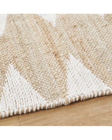 Tapis en jute et coton motifs graphiques à franges 140x200