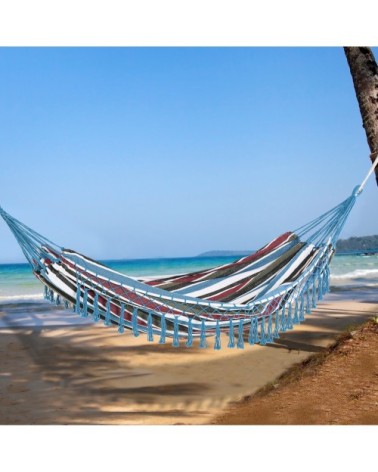 Hamac de voyage style hippie chic coton polyester multicolore