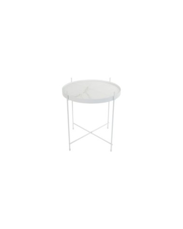 Table basse design ronde blanc effet marbre