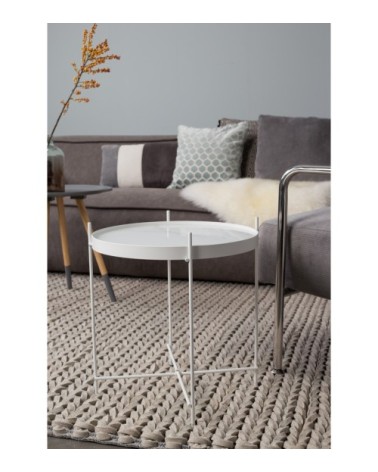 Table basse design ronde blanc effet marbre