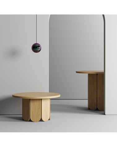 Table basse ronde en bois massif D78cm bois clair