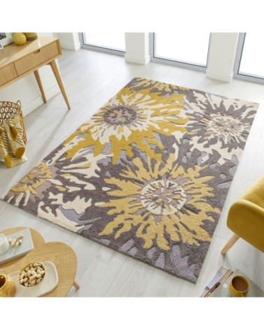 Tapis de salon moderne en Polyester Jaune moutarde 120x170 cm