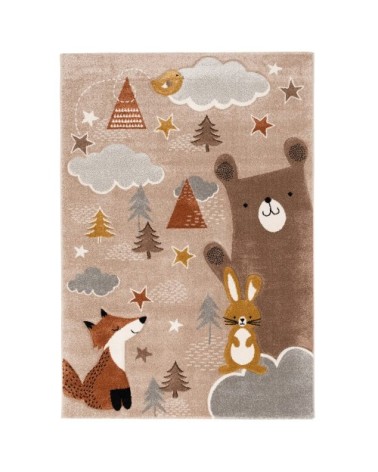 Tapis enfant renard ours marron 80x150 cm