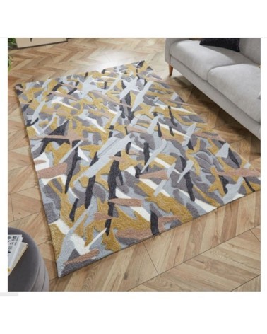 Tapis de salon moderne en Polyester Jaune moutarde 120x170 cm
