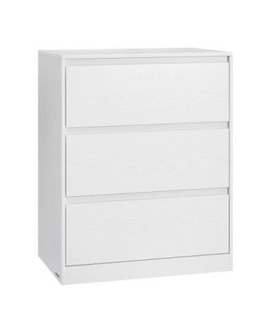 Commode chambre 3 tiroirs 40 x 60 x 75 cm style moderne blanc neige