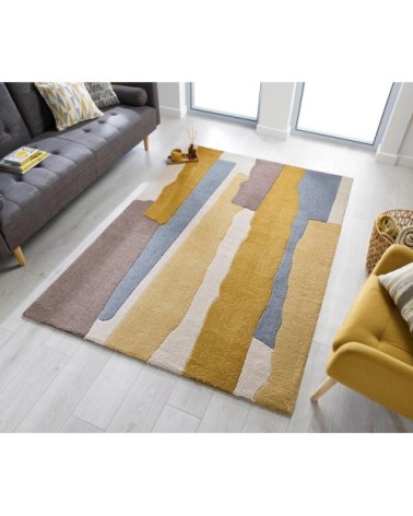 Tapis de salon moderne en Polyester Jaune moutarde 120x170 cm